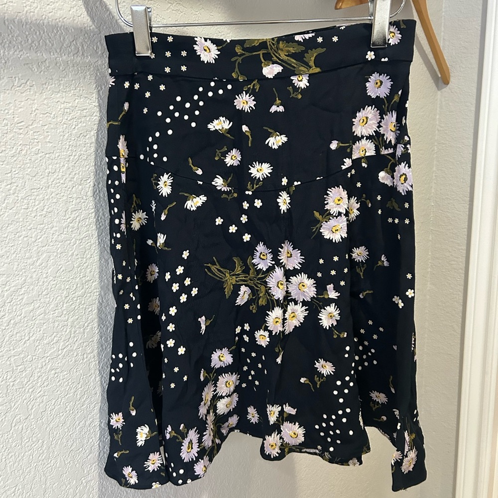 Madewell Black Floral A-Line Skirt